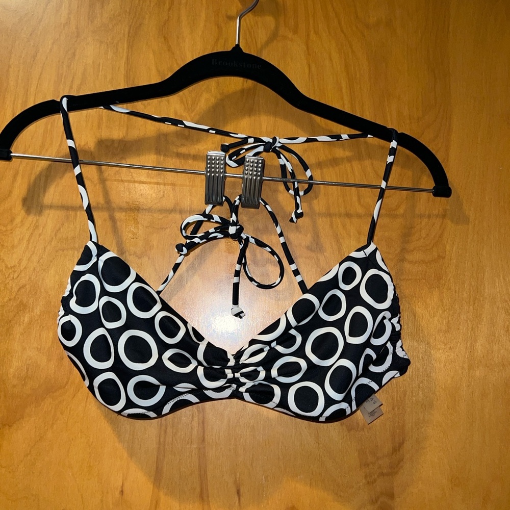 Vintage Victoria's Secret Black White Circle Print Swim Bikini Top